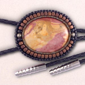 NM Rhyolite w/Copper Titanium + Pyrite & Black Onyx Bolo Tie - Men&#39;s or Women&#39;s Bolo, Western Style, SW Jewelry, Traditional Bolo, BO3040107