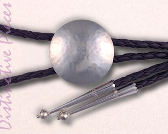 Hammered Sterling Silver Bolo Tie - Western Wedding Jewelry, SW Style, BR0035058