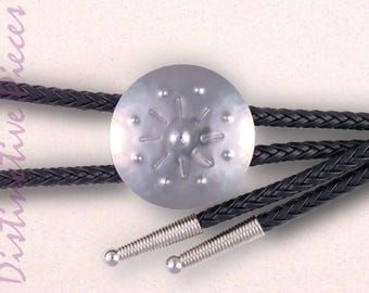 Steel Bolo Tie, Spokes - 6ply Black Braided Cord, Women's Western Style, BR0038036-6X