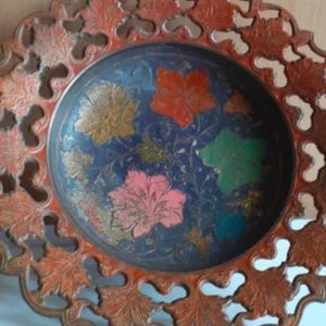 Vintage Orange Decorative Centerpiece Flower Vase Bowl