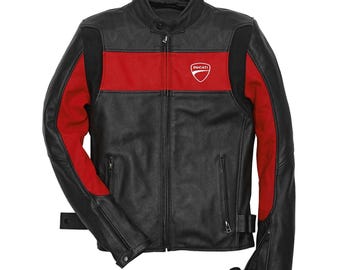 Ducati Speed EVO C1 Leather Motorcycle Jacket | Red & Black, CE Armored