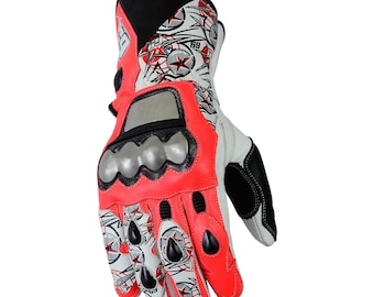 Leren motorracehandschoenen – carbon knokkel, baan en straat