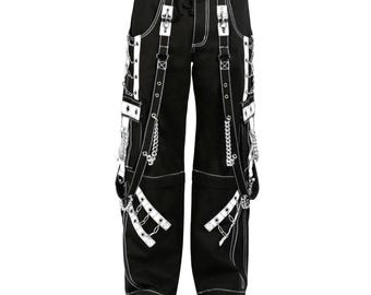 Gothic punk kettingshort: cyber-steampunk bondage cargobroek