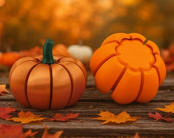 3D Printed Pumpkin Fidget Toy: 8-Segment Clicker, Autumn Desk Decor
