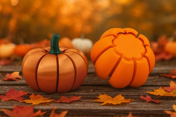 3D Printed Pumpkin Fidget Toy: 8-Segment Clicker, Autumn Desk Decor