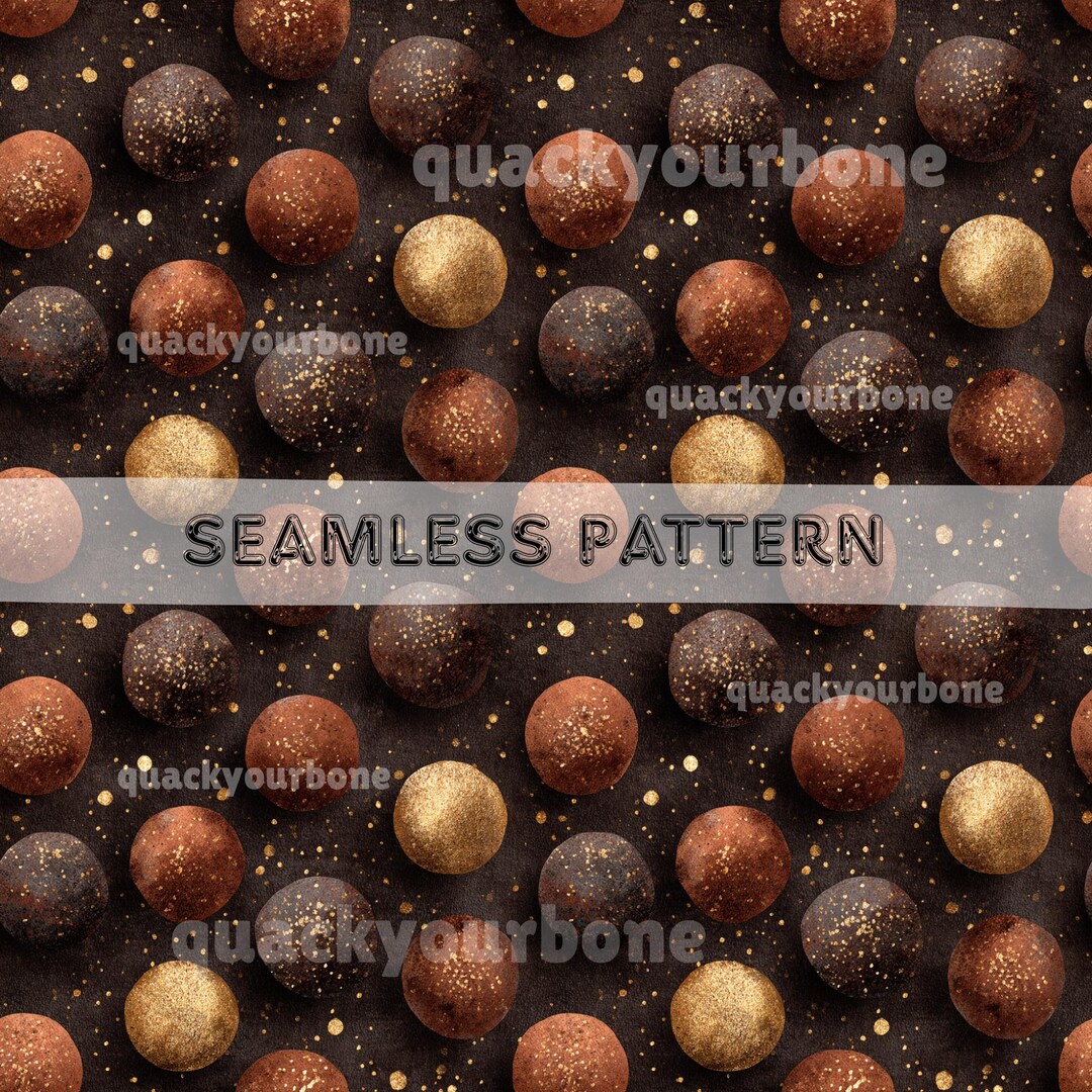 Truffle Chocolate Seamless Pattern- Commercial Use Sweet Dessert Repeat ...