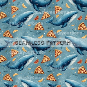 Whale UFO Seamless Pattern- Space, Cosmic Ocean Animals Repeat Tile for Scrapbook Paper, Fabric Print, Nursery Decor, Sublimation Design