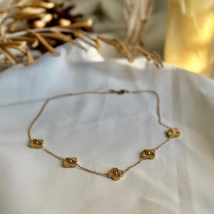 Gold Clover Charm Necklace: Dainty Floral Layering Jewelry