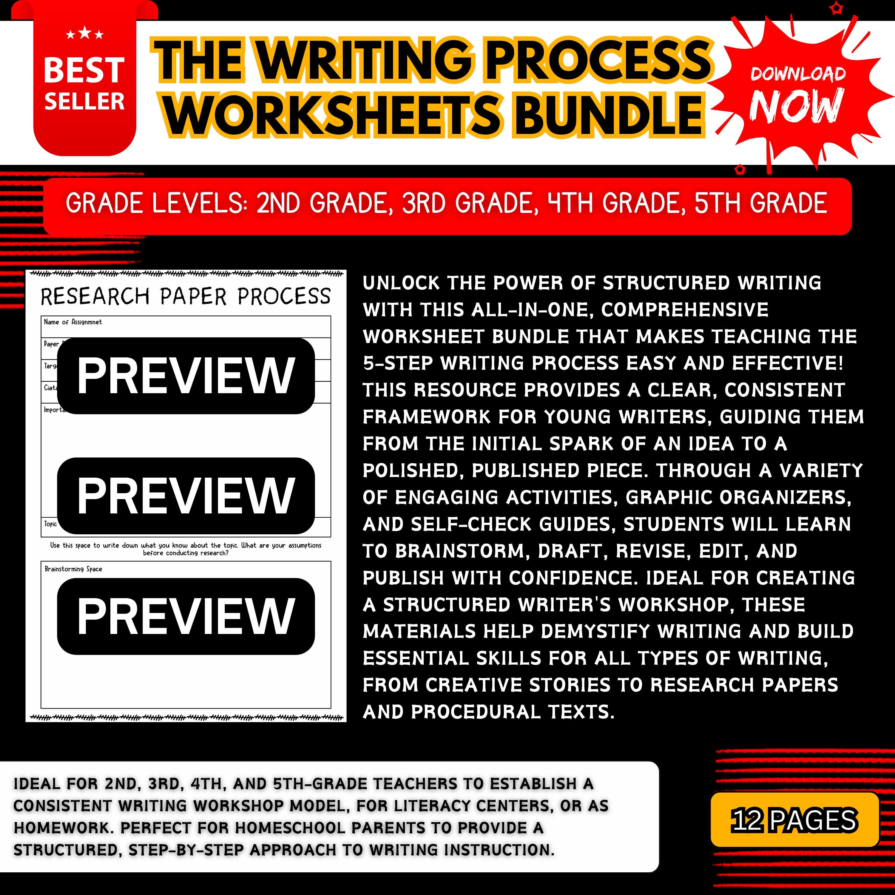 Writing Process Worksheet Editing The Writing Process Worksheets Bundle - Step-by-step Guides From ...