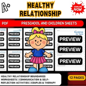 Healthy Relationship Boundaries Worksheets | Communication & Self-Reflection Activities | Couples Therapy Resource PDF healthy couple