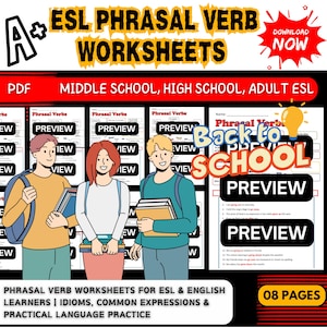 ESL Phrasal Verb Worksheets: Idioms & Expressions (Digital Download)