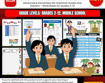 ESL Grammar Guides & Practice – Grades 2-12 Worksheets (Printable)