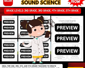 Hojas de trabajo de ciencias sobre energía, materia y sonido: lectura, experimentos y vocabulario. Método científico imprimible para educación en casa.