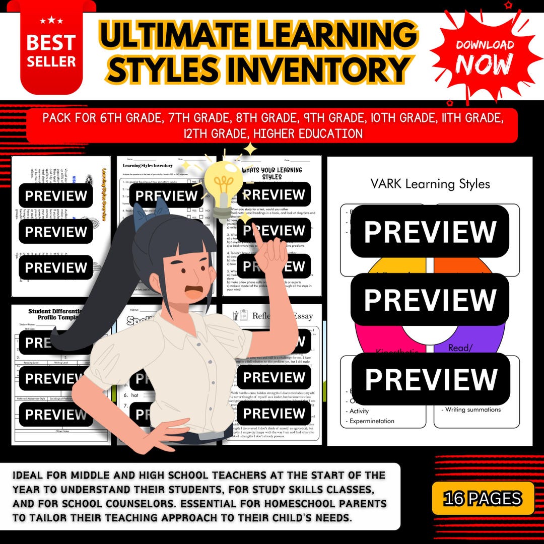 Ultimate Learning Styles Inventory Pack - Identify VARK, Environmental ...
