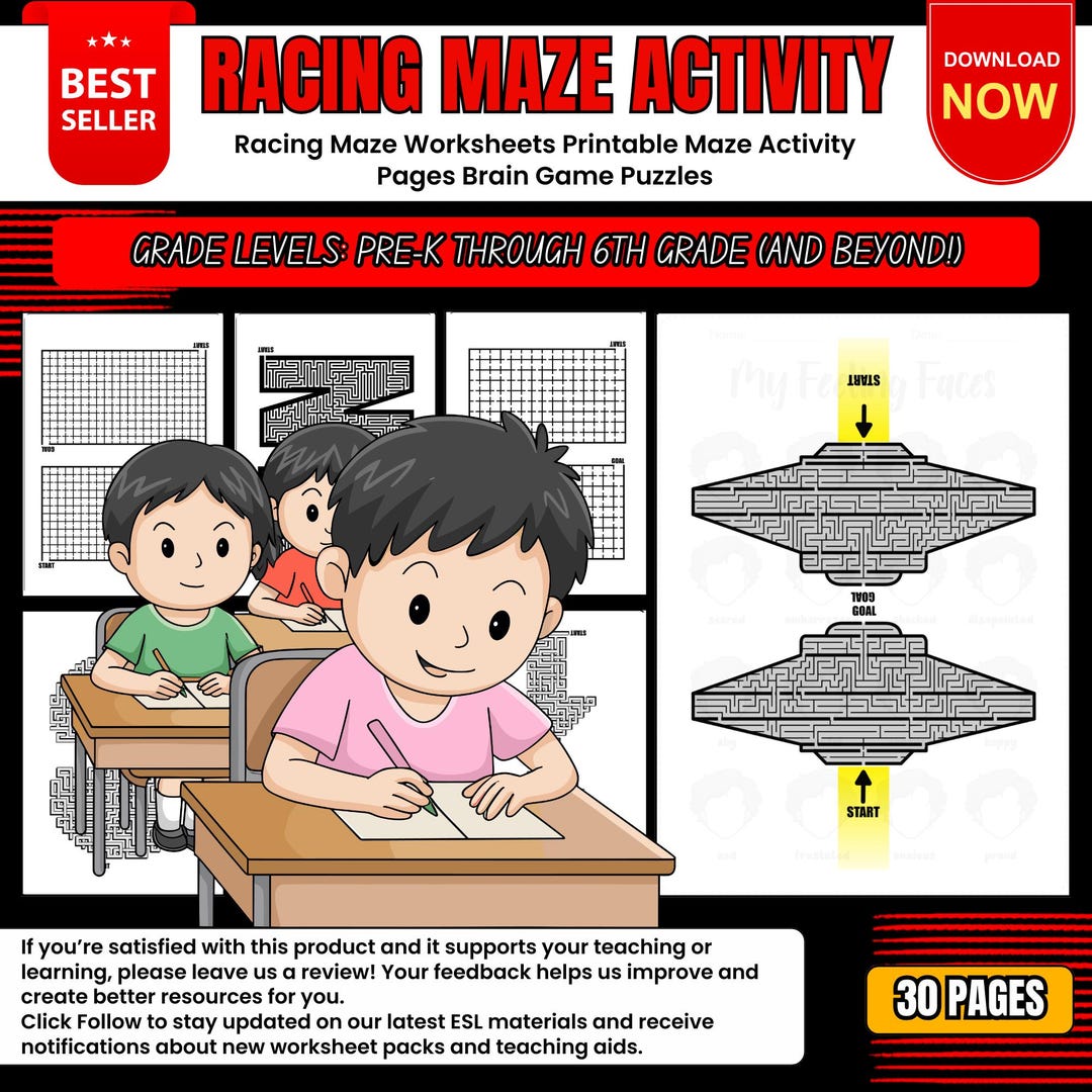 Race Game Worksheet.pdf Racing Maze Worksheets Printable Labyrinth Activity Pages Brain Game ...