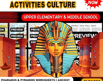 Ancient Egypt Worksheets: Pharaohs, Pyramids, Gods (Digital Download)