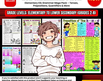 ESL-grammaticawerkbladen: tijden, voorzetsels, kwantoren (pdf)