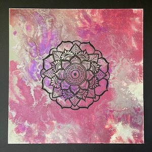 Original Mandala Acrylic Painting: Fluid Abstract Canvas Art (20x20)