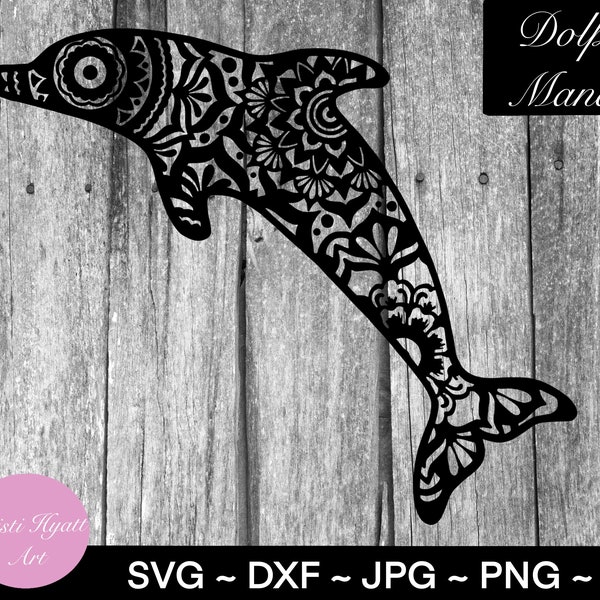 Delfin SVG - Delfine - Mandala - Digital Download - PDF - PNG - Vektor - Schnitt Datei - Blume - Ozean