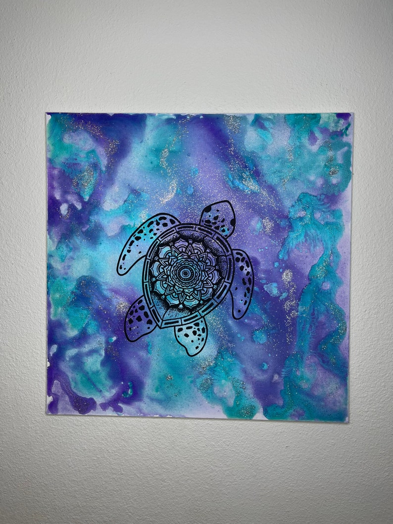 Sea Turtle Wall Art Sea Turtle Painting Sea Turtle Art Green Sea Turtle