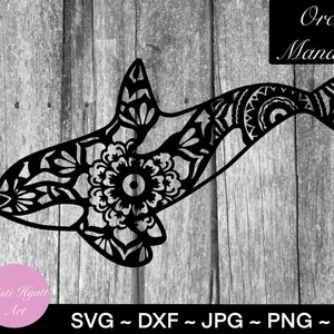 Killer Whale SVG - Orca - Whales - Mandala - Digital Download - PDF - PNG - Vector - Cut File - Flower - Ocean