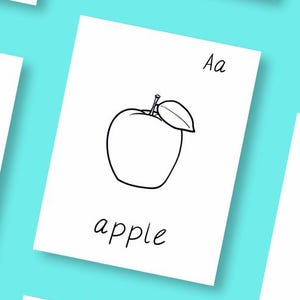 Printbare alfabet kleurplaten met overtrekbare letters en woorden: eenvoudig en opvallend ontwerp (PDF, PNG, SVG)