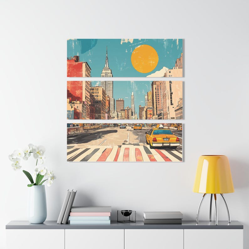 New York City Acrylic Triptych Art Print * Empire State Building ...