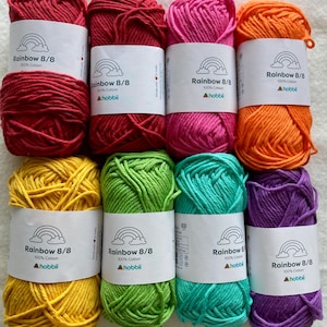 HOBBII  8/8 COTTON YARN 7 colors