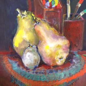 Oil painting &quot;Pears&quot; from Lesja Cymbaly&#39;s Still Lifes series.