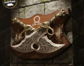 God of War Kratos Blades of Chaos Stainless Steel Metal Blades Replica gift for him, GOW Twin Blades, Kratos Leviathan Axe, Birthday Gifts