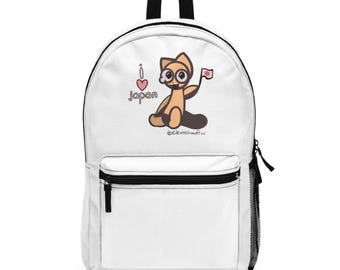 Bonita mochila con diseño de gato japonés para viajes, escuela, estudiantes, regalo para viajeros, mochila con diseño de gato "I Love Japan"