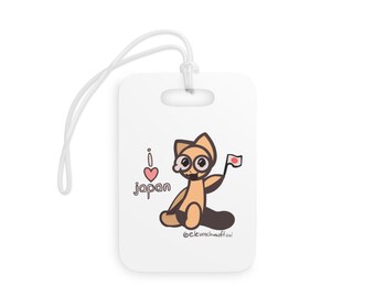 Cute I Love Japan Cat Luggage Tags, Travel Accessories for Cat Lovers, Ideal for Gifts, Backpack Tags, Vacation Must-Haves, Japan Culture