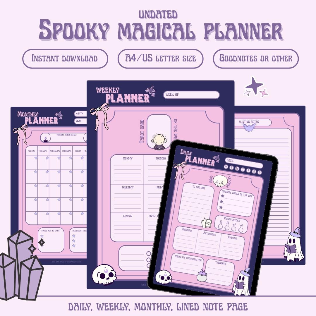 Important Note Spooky Spooky Magical Planner Bundle | Daily, Weekly, Monthly, Note Templates ...