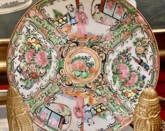 Last 2!  Antique Chinese Rose Medallion, Famille Plate, 5 1/2", perfect for Plate Walls