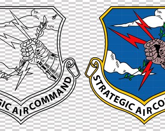 Flygvapnets strategiska flygkommando svart och färgad patch vektorfil CNC-laserskärning, trä, metallgravyr, Cricut-fil