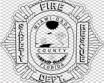miami dade County fl fire dept Abzeichen Vektordatei Cnc Laserschnitt, Holz, Metall Gravur, Cricut Datei, Cnc Fräser Datei