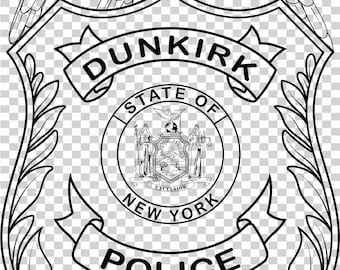 ny dunkirk detective police badge vector file cnc laser cutting, wood, metal engraving, Cricut file, cnc router file