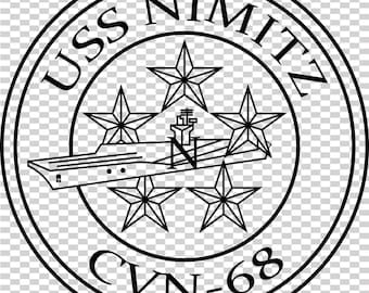 plik wektorowy naszywki lotniskowca US Navy USS Nimitz CVN 68, cięcie laserowe CNC, grawerowanie drewna i metalu, plik Cricut, plik routera CNC,