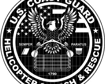 u.s. coast guard helicopter search and rescue patch vector file cnc laser cutting, wood, metal engraving, Cricut file, cnc router file