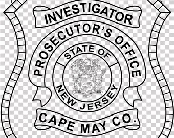 Cape May County nj Untersuchungsbundesstaatsratsoffizier Abzeichen Vektordatei Cnc Laserschnitt, Holz, Metall Gravur, Cricut Datei, Cnc Fräser Datei
