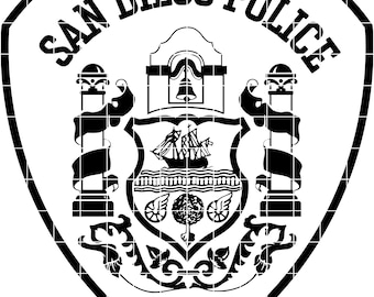 San Diego Police patch vector file cnc laser cutting, wood, metal engraving, Cricut file, cnc router file