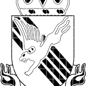 May include: Black and white emblem featuring a stylized bird-like creature with a crown above a shield. The shield has a diagonal black and white striped pattern. The text "H-MINUS" is displayed on a banner below.