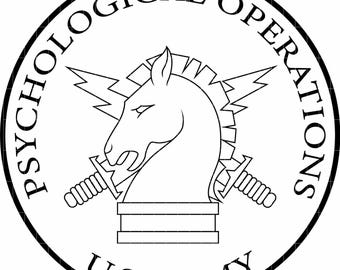 Placa vectorial de la rama de operaciones psicológicas del ejército de EE. UU., corte láser CNC, grabado en madera y metal, archivo Cricut.