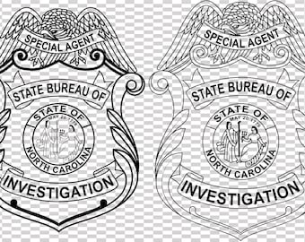 US Bundesstaat Untersuchungsstelle nc Spezialagent Abzeichen Vektordatei Cnc Laserschnitt, Holz, Metallgravur, Cricut Datei, Cnc Fräser Datei