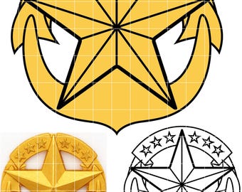 U.S.Navy Command at Sea pin patch color and black vector file cnc laser cutting, wood, metal engraving, Cricut file, cnc router file