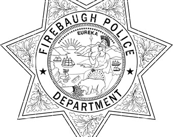 firebaugh police dept california badge vector file cnc laser cutting, wood, metal engraving, Cricut file, cnc router file
