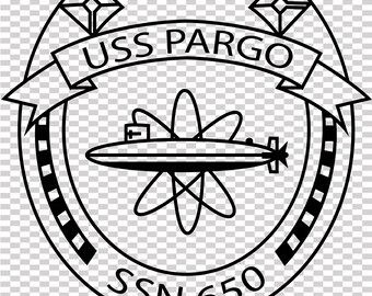 Plik wektorowy naszywki z okrętem podwodnym USS Pargo SSN 650, cięcie laserowe CNC, grawerowanie drewna i metalu, plik Cricut, plik routera CNC