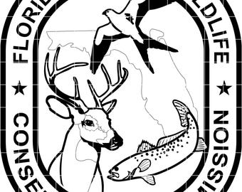 florida fish and wildlife conservation commission patch vector file cnc laser cutting, wood, metal engraving, Cricut file, cnc router file