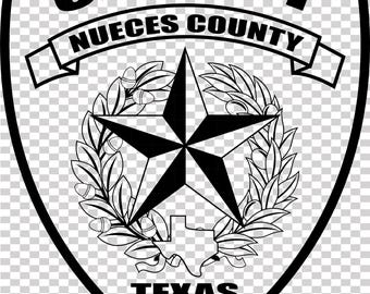 Plik wektorowy naszywki szeryfa hrabstwa Nueces w Teksasie, cięcie laserowe CNC, grawerowanie drewna i metalu, plik Cricut, plik routera CNC