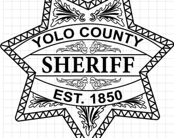 yolo county sheriff badge vector file cnc laser cutting, wood, metal engraving, Cricut file, cnc router file